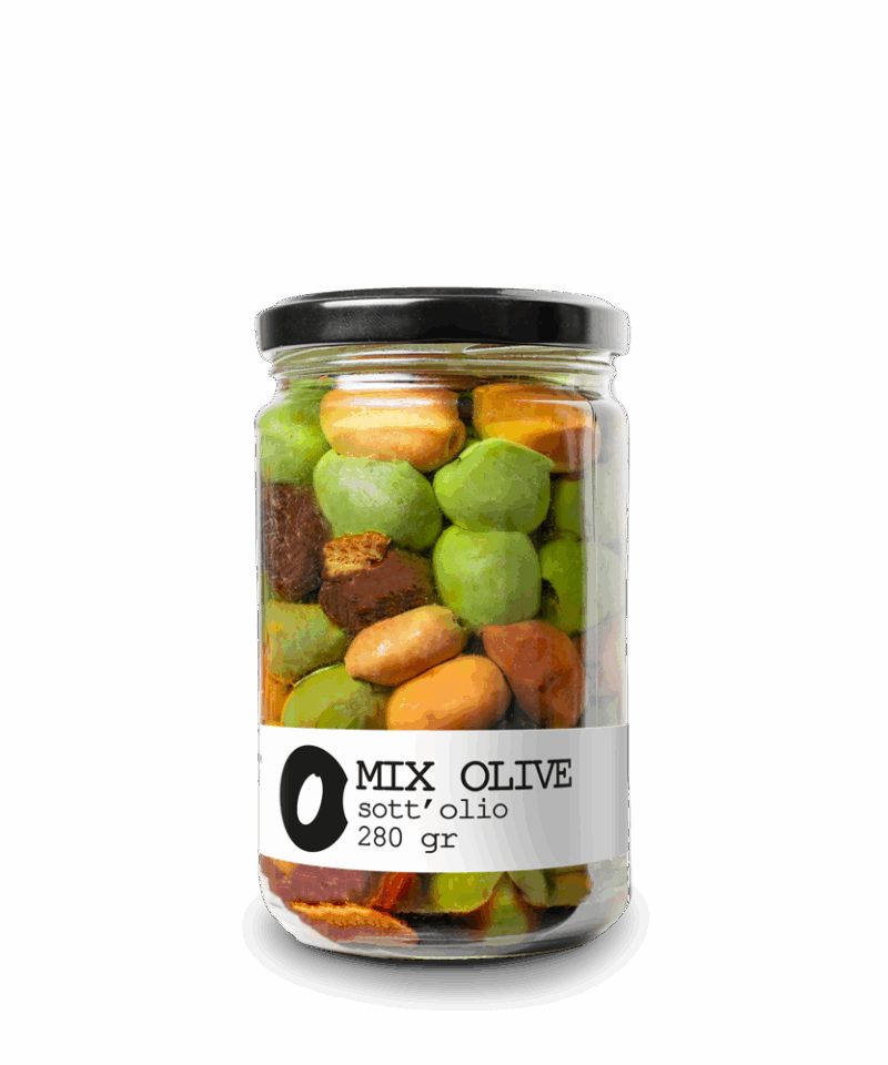 Seasoned mixed olives in oil