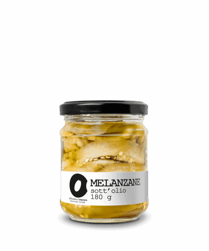 Seasoned eggplant slices in oil