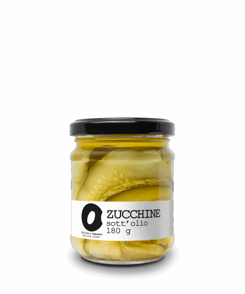 Seasoned courgettes in oil